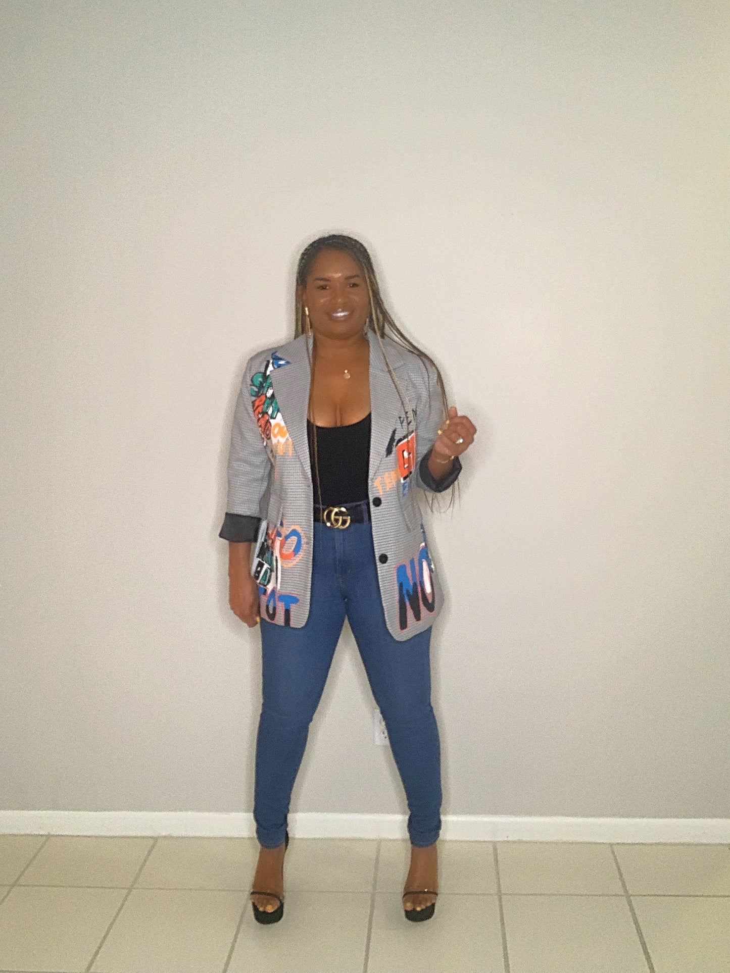 PLAID NOTE BLAZER