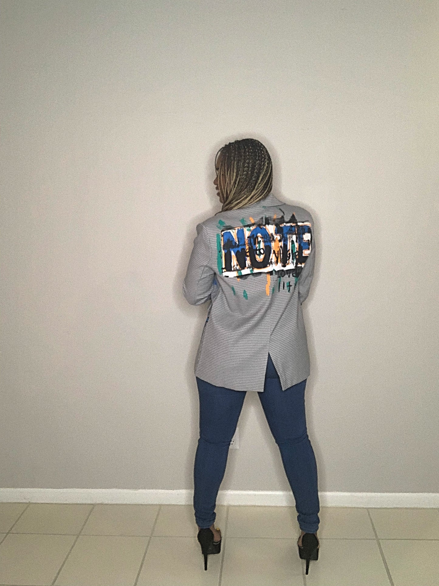 PLAID NOTE BLAZER