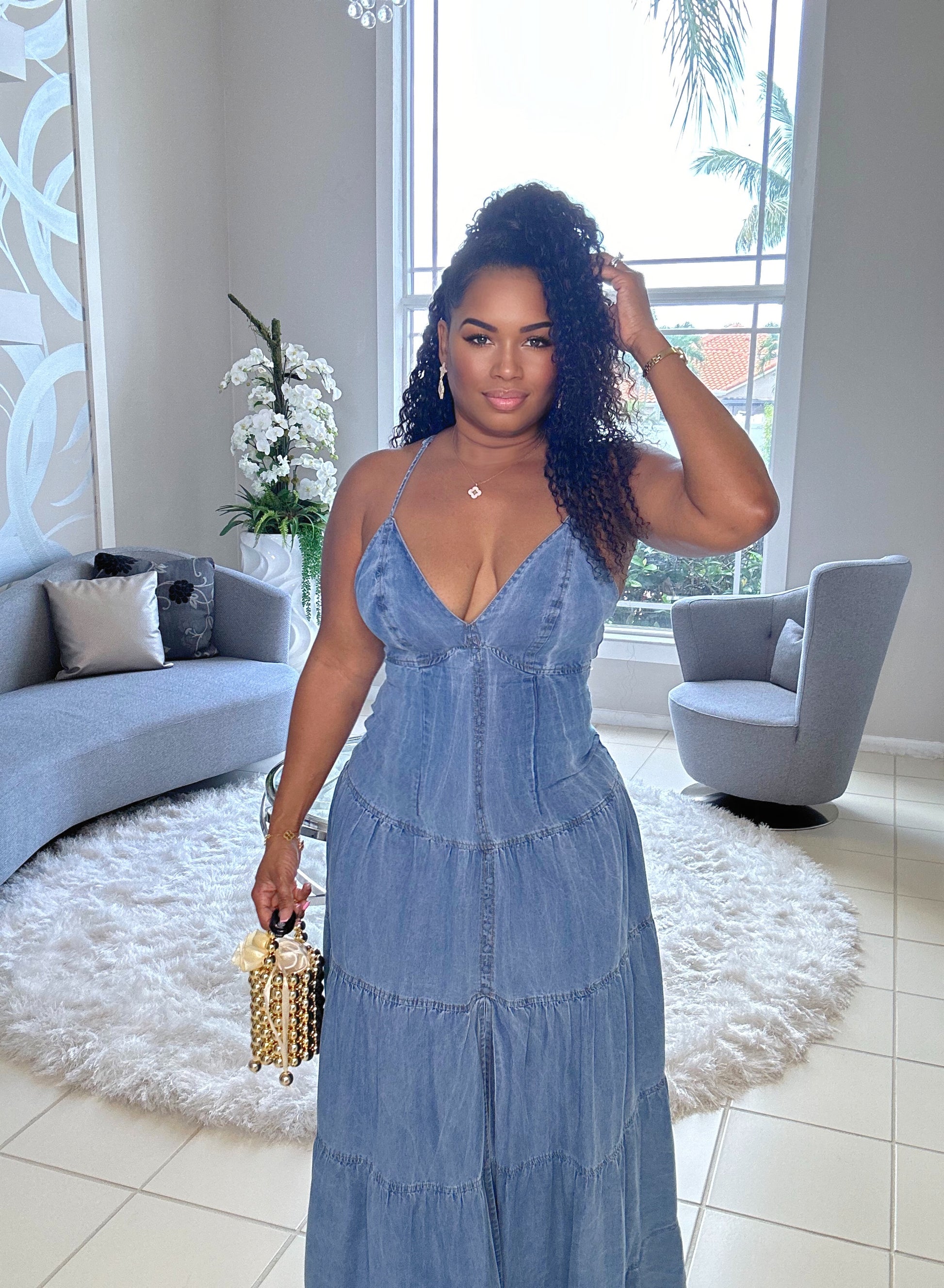 SUNSHINE DENIM MAXI DRESS – Taylor Made Boutique