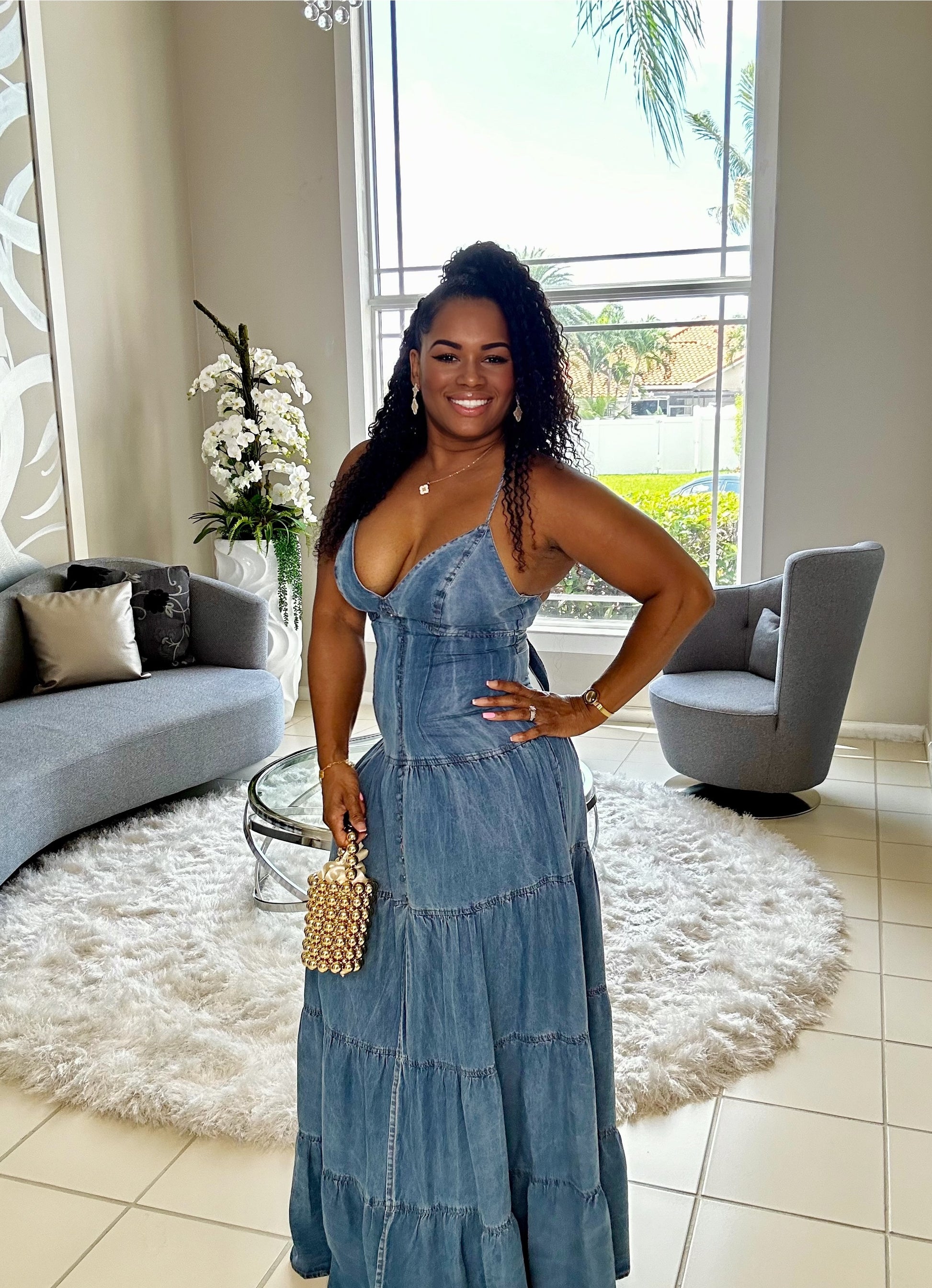 SUNSHINE DENIM MAXI DRESS – Taylor Made Boutique